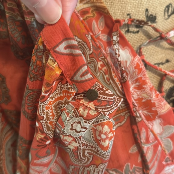 A.N.A. A New Approach Floral Paisley Lace-Up Blouse - Picture 2 of 10